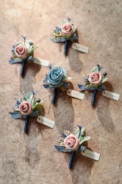 Boutonnieres in Dusty Rose & Navy | Clearance
