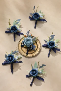Boutonnieres in Dutch Blue & Navy Blue
