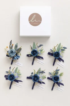 Boutonnieres in Dutch Blue & Navy Blue