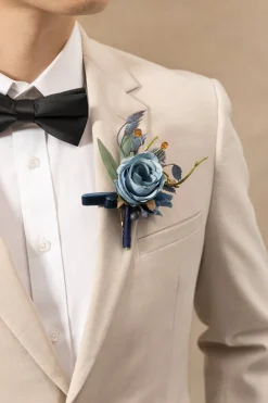 Boutonnieres in Dutch Blue & Navy Blue