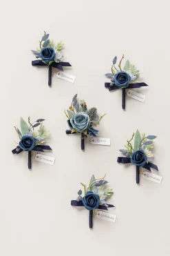 Boutonnieres in Dutch Blue & Navy Blue