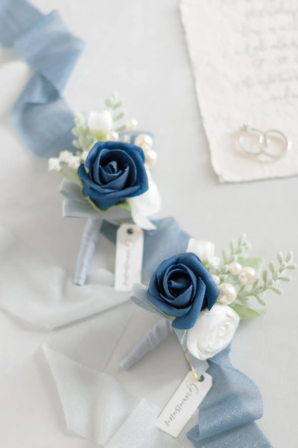 Boutonnieres in Dutch Blue & Navy Blue (Set of 2)