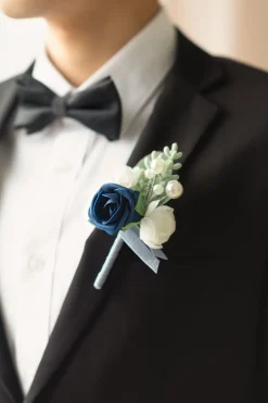 Boutonnieres in Dutch Blue & Navy Blue (Set of 2)