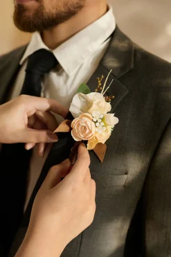 Boutonnieres in Earth Brown & Butter Yellow | Clearance
