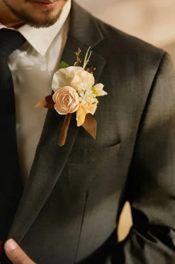 Boutonnieres in Earth Brown & Butter Yellow | Clearance