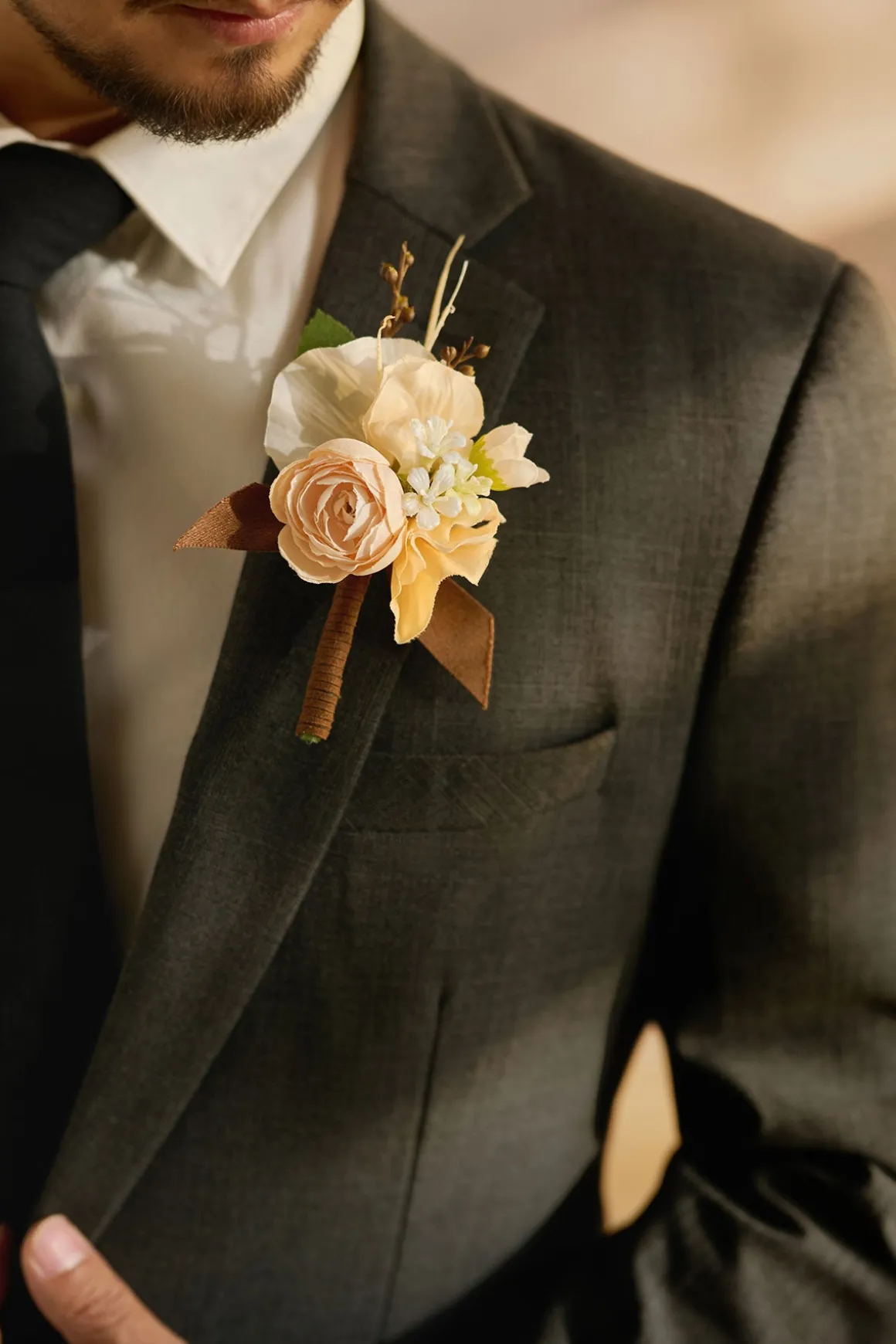 Boutonnieres in Earth Brown & Butter Yellow | Clearance
