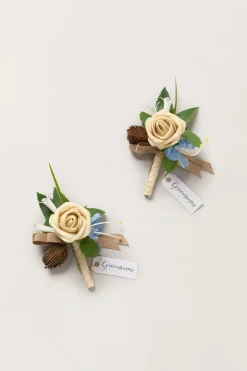 Boutonnieres in Earth Brown & Tawny Beige | Clearance