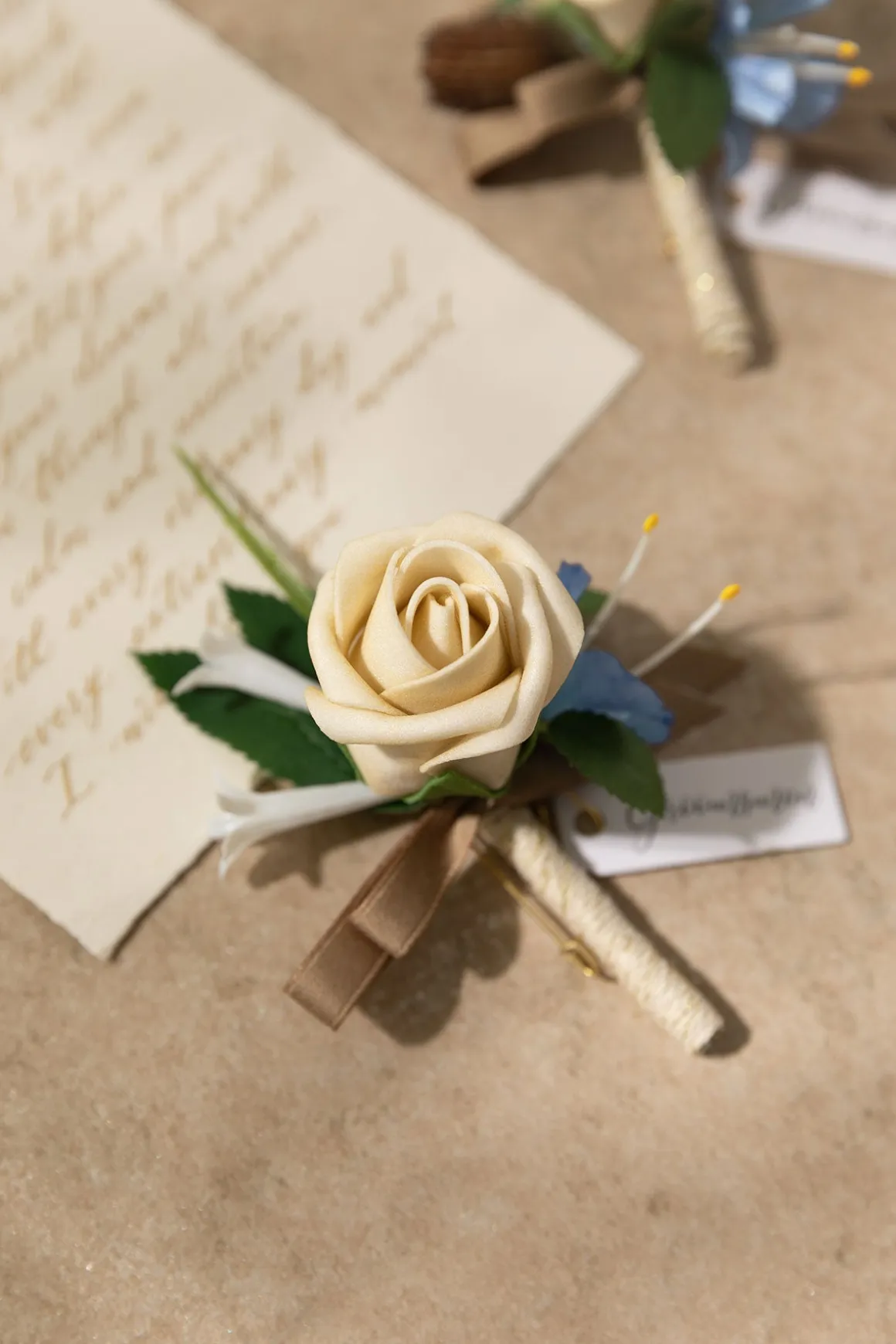 Boutonnieres in Earth Brown & Tawny Beige | Clearance