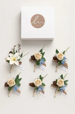 Boutonnieres in Earth Brown & Tawny Beige | Clearance