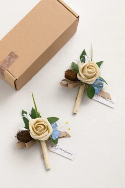 Boutonnieres in Earth Brown & Tawny Beige (Set of 2)