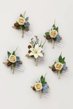 Boutonnieres in Earth Brown & Tawny Beige (Set of 6)