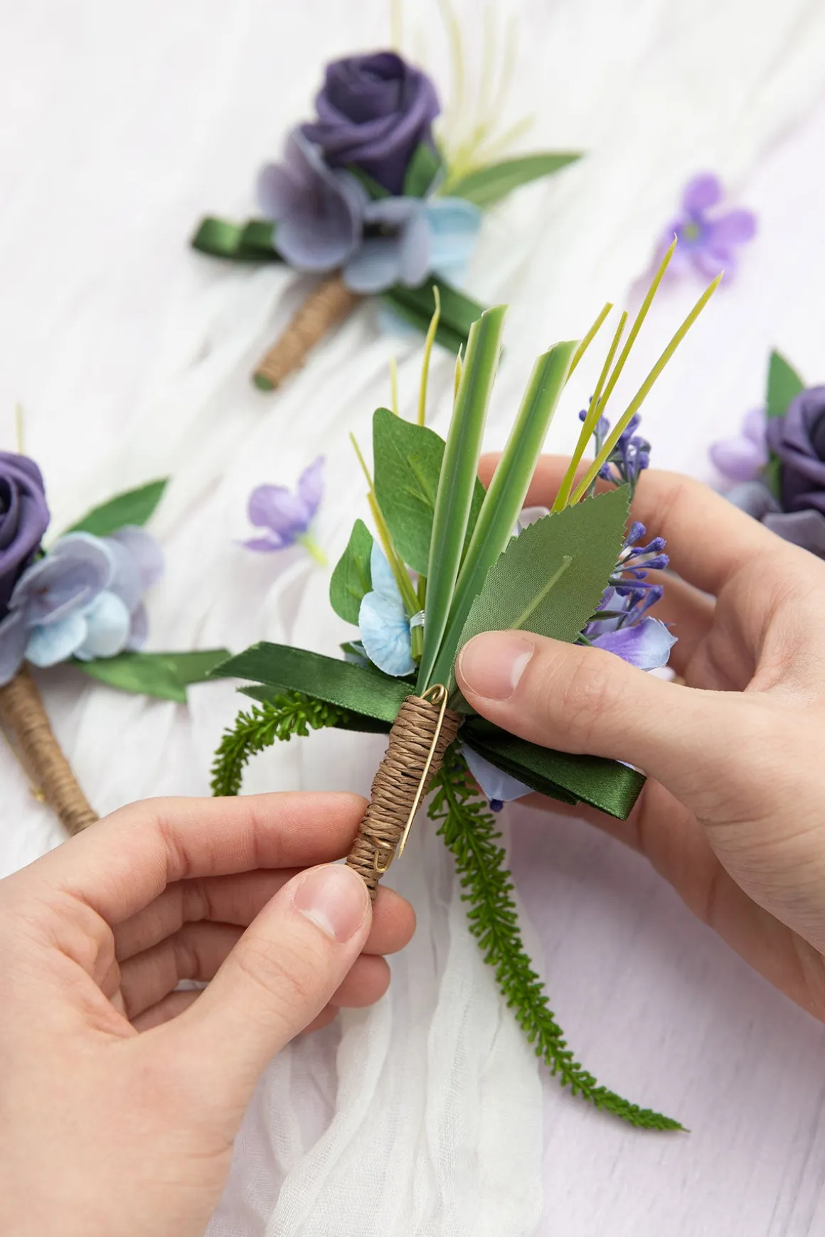 Boutonnieres in Ethereal Purple Dream