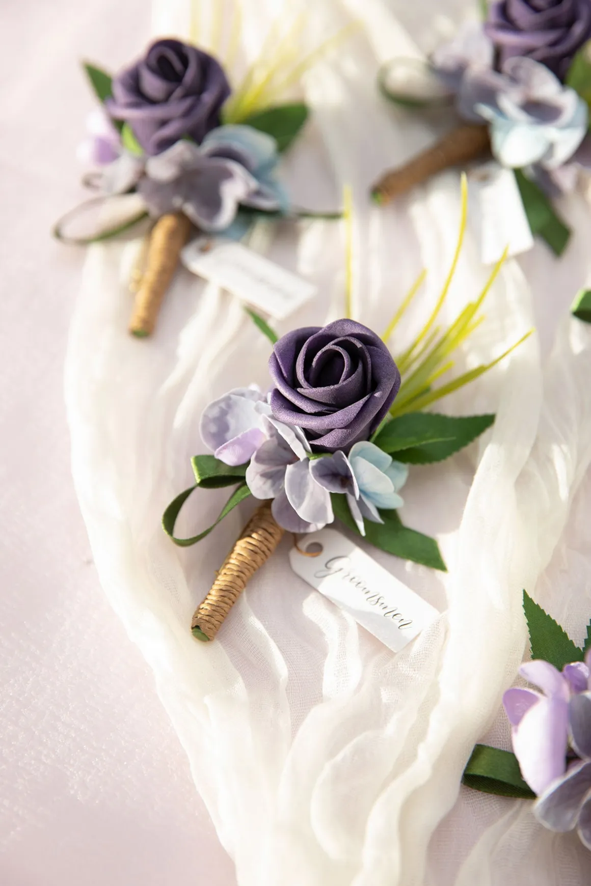 Boutonnieres in Ethereal Purple Dream