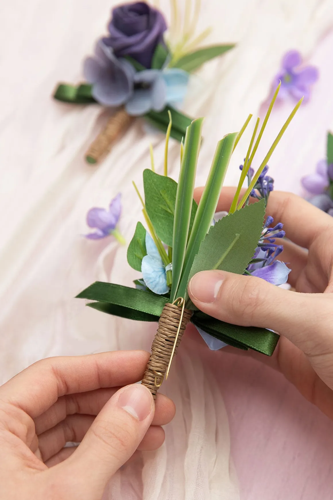 Boutonnieres in Ethereal Purple Dream