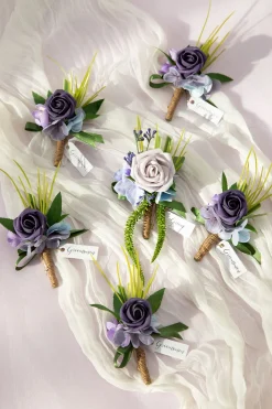 Boutonnieres in Ethereal Purple Dream