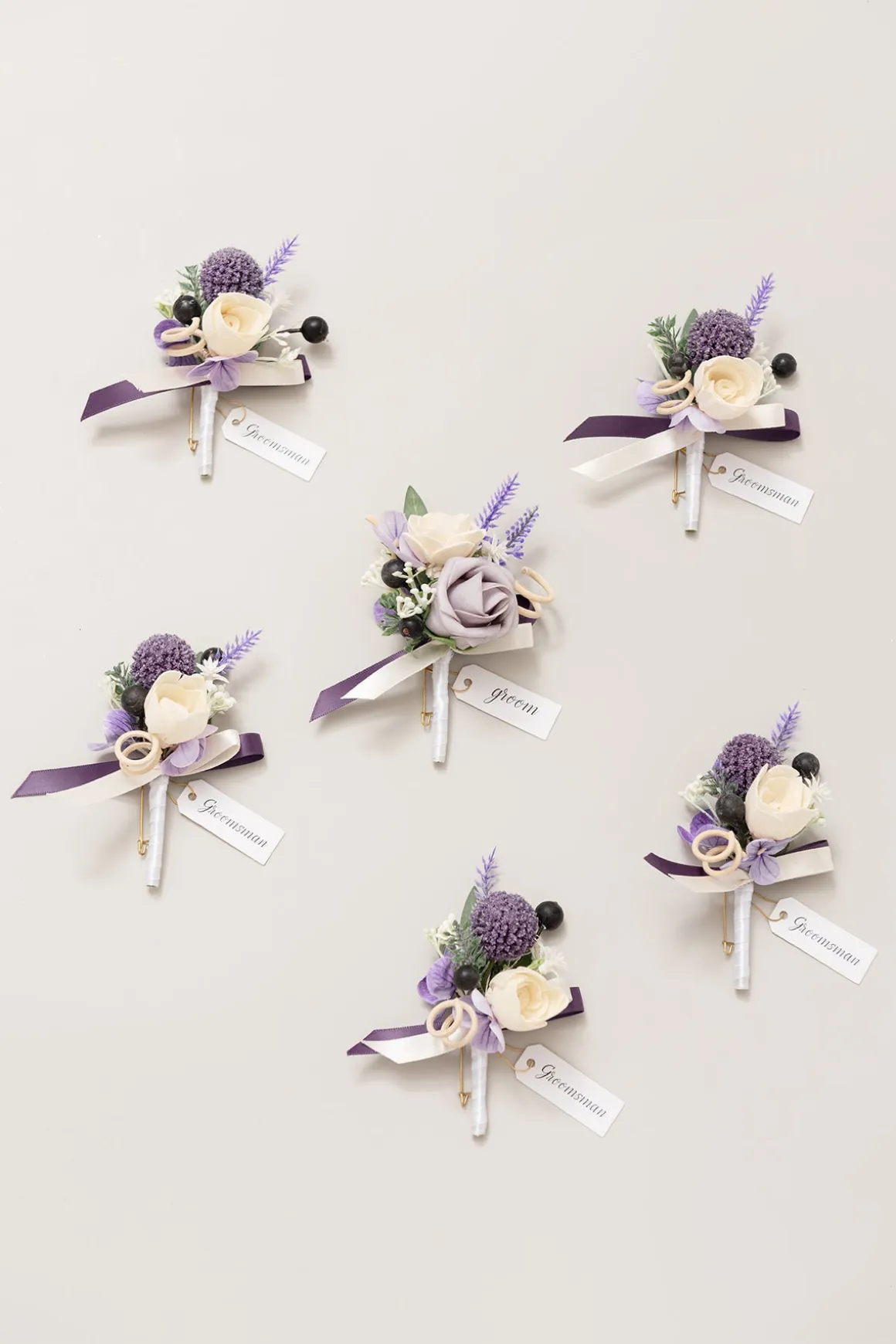 Boutonnieres in French Lavender & Plum