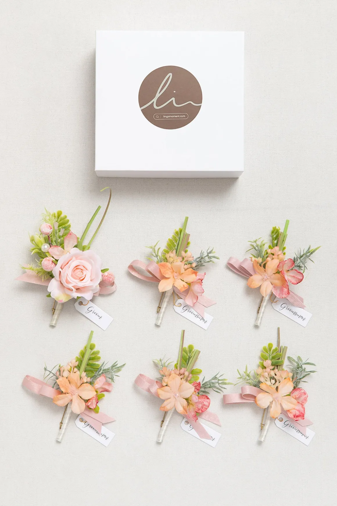 Boutonnieres in Garden Blush | Clearance