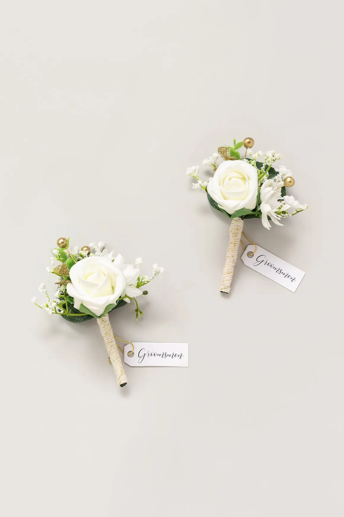 Boutonnieres in Ivory (Set of 2)