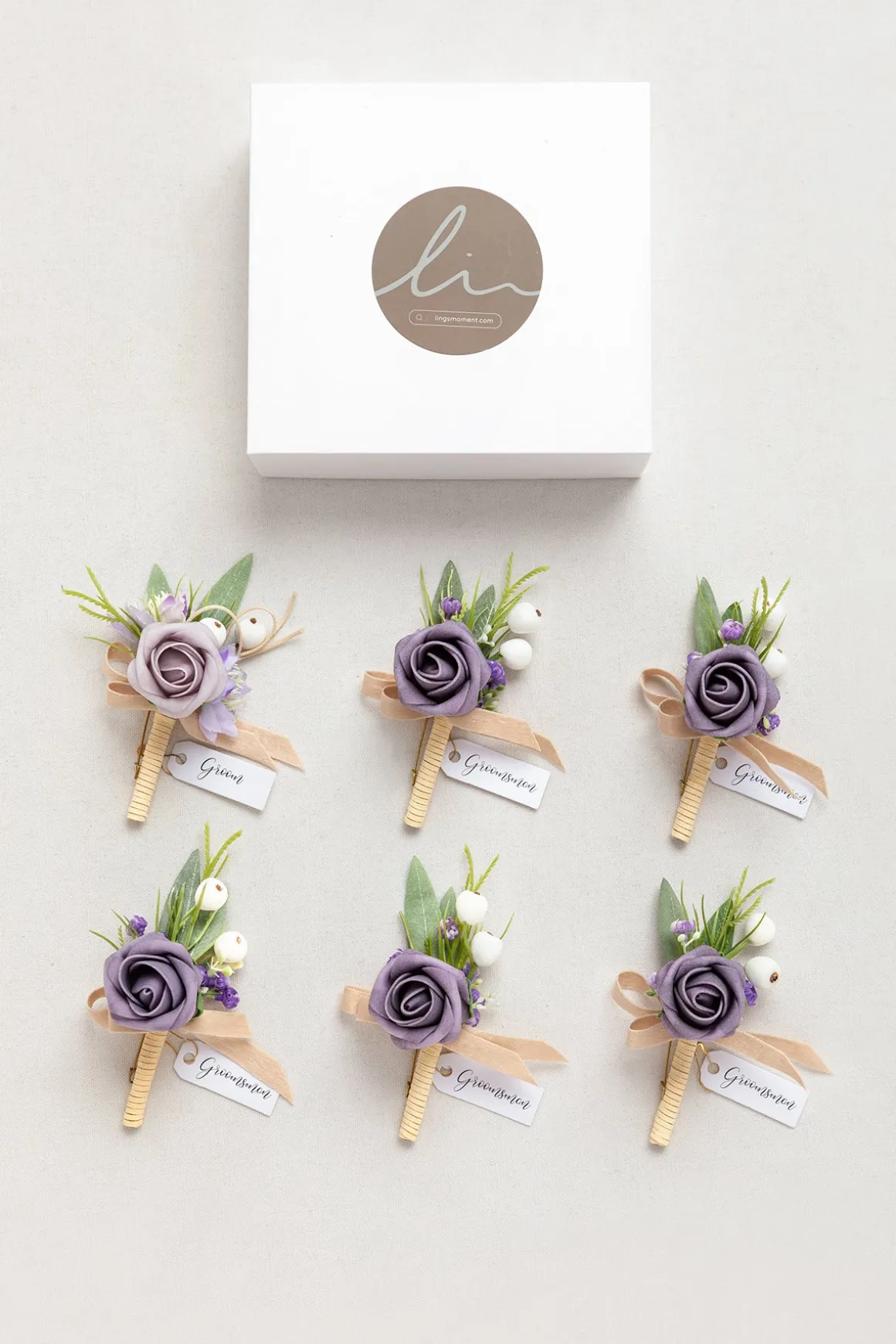 Boutonnieres in Lilac (Set of 6) | Clearance