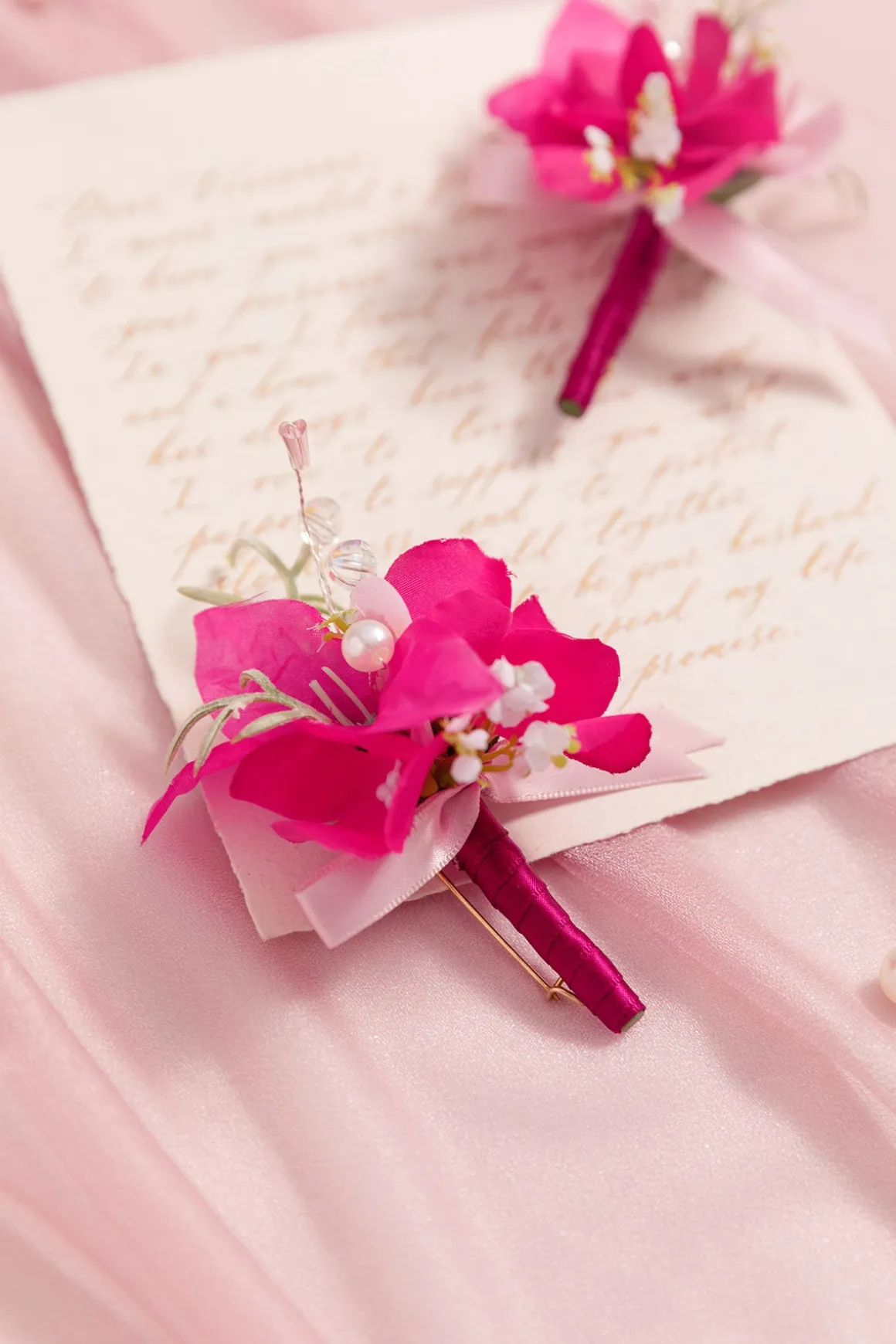 Boutonnieres in Magenta & Berry Pink