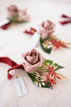 Boutonnieres in Marsala & Dusty Rose (Set of 6)