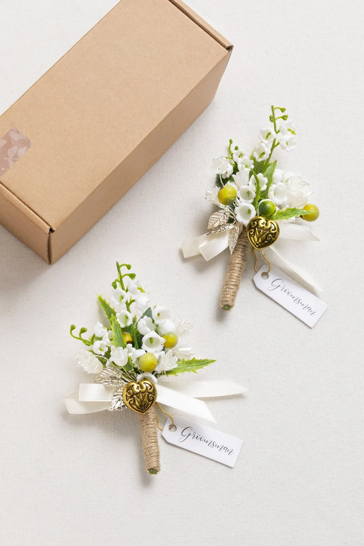 Boutonnieres in May Lily & Olive (Set of 2) | Clearance
