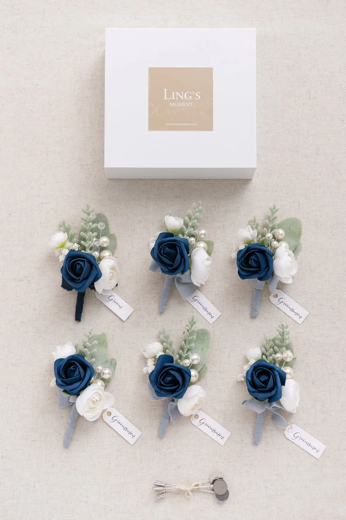 Boutonnieres in Noble Navy Blue (Set of 6)