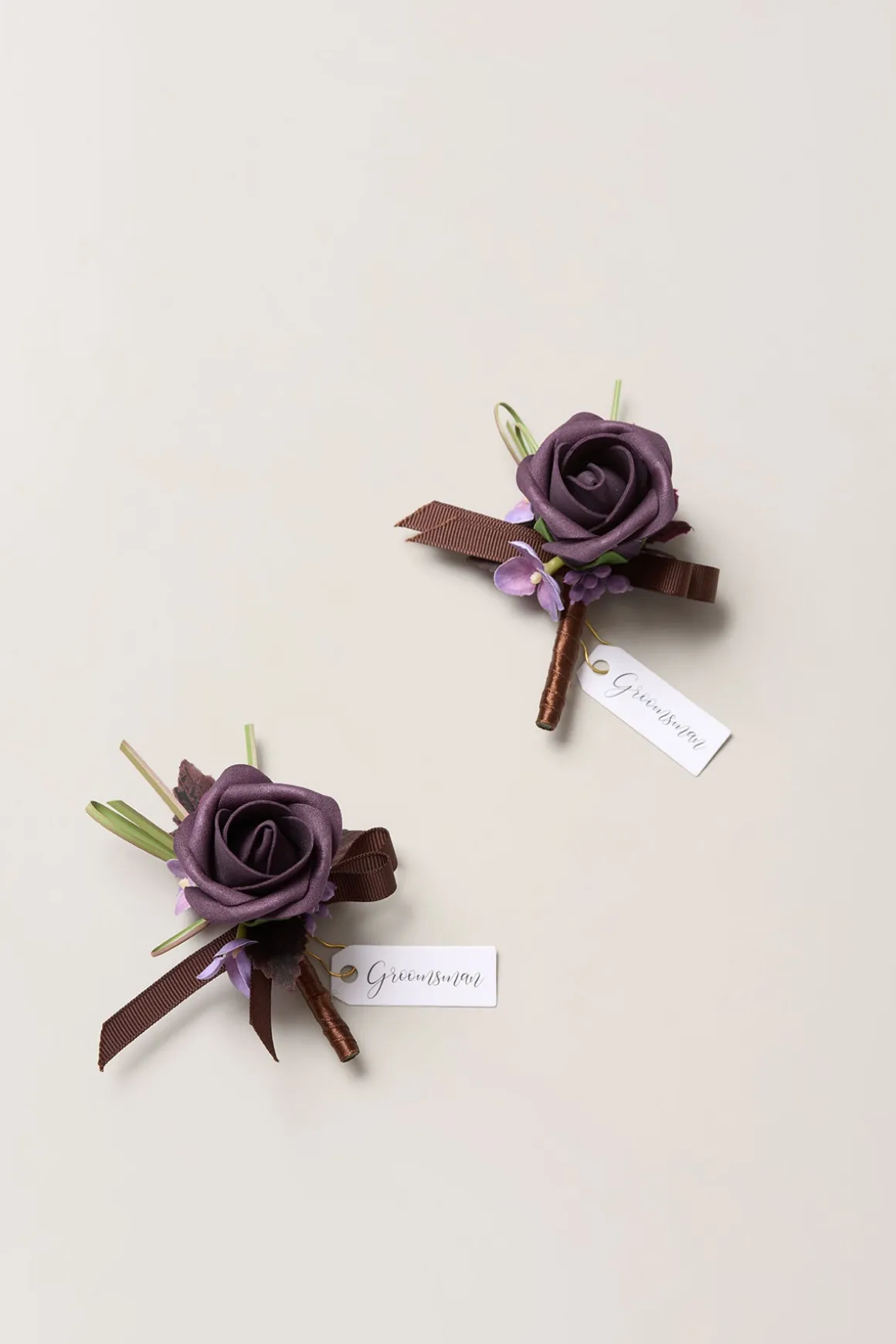 Boutonnieres in Plum Velvet Wedding