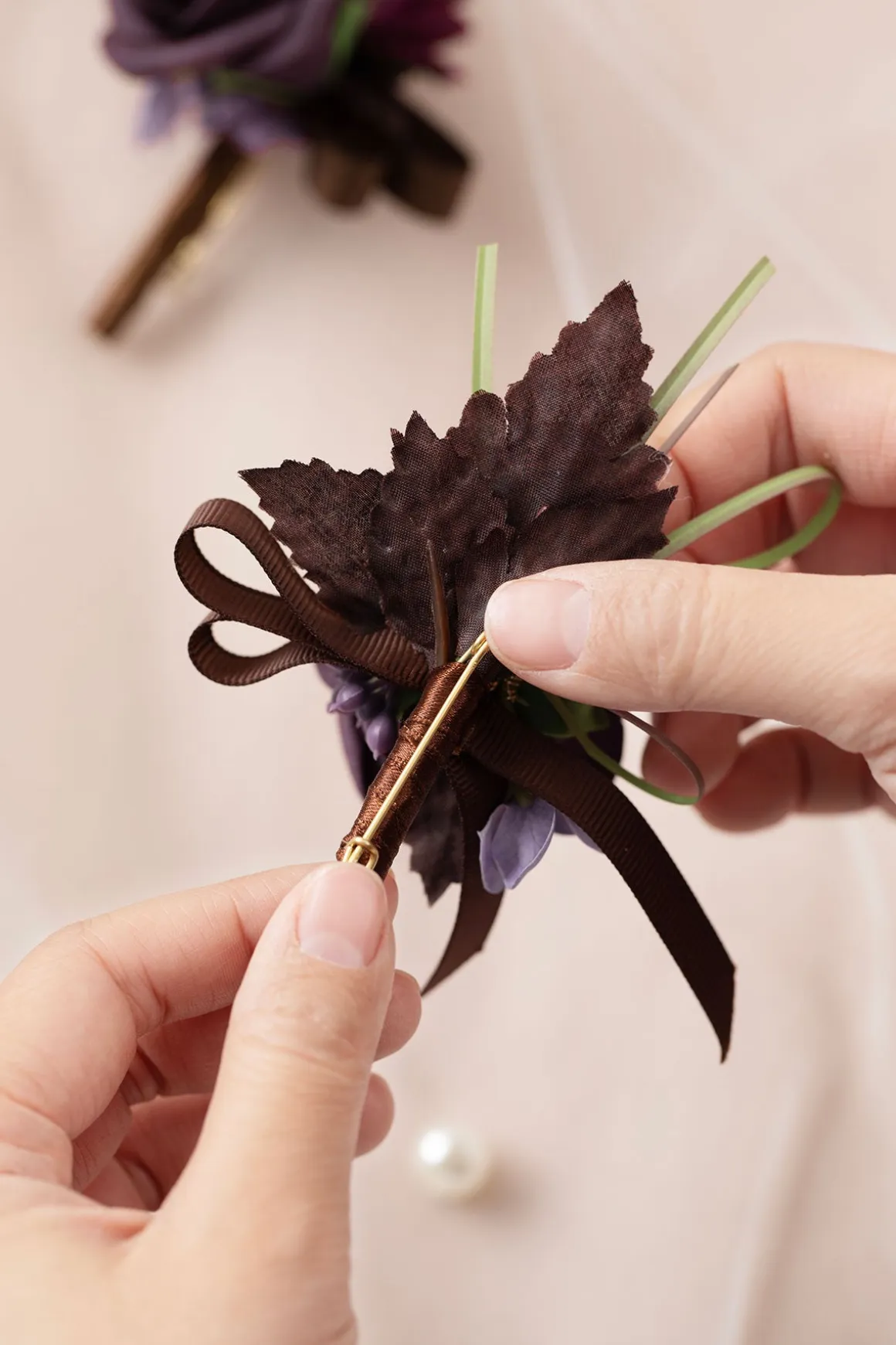 Boutonnieres in Plum Velvet Wedding