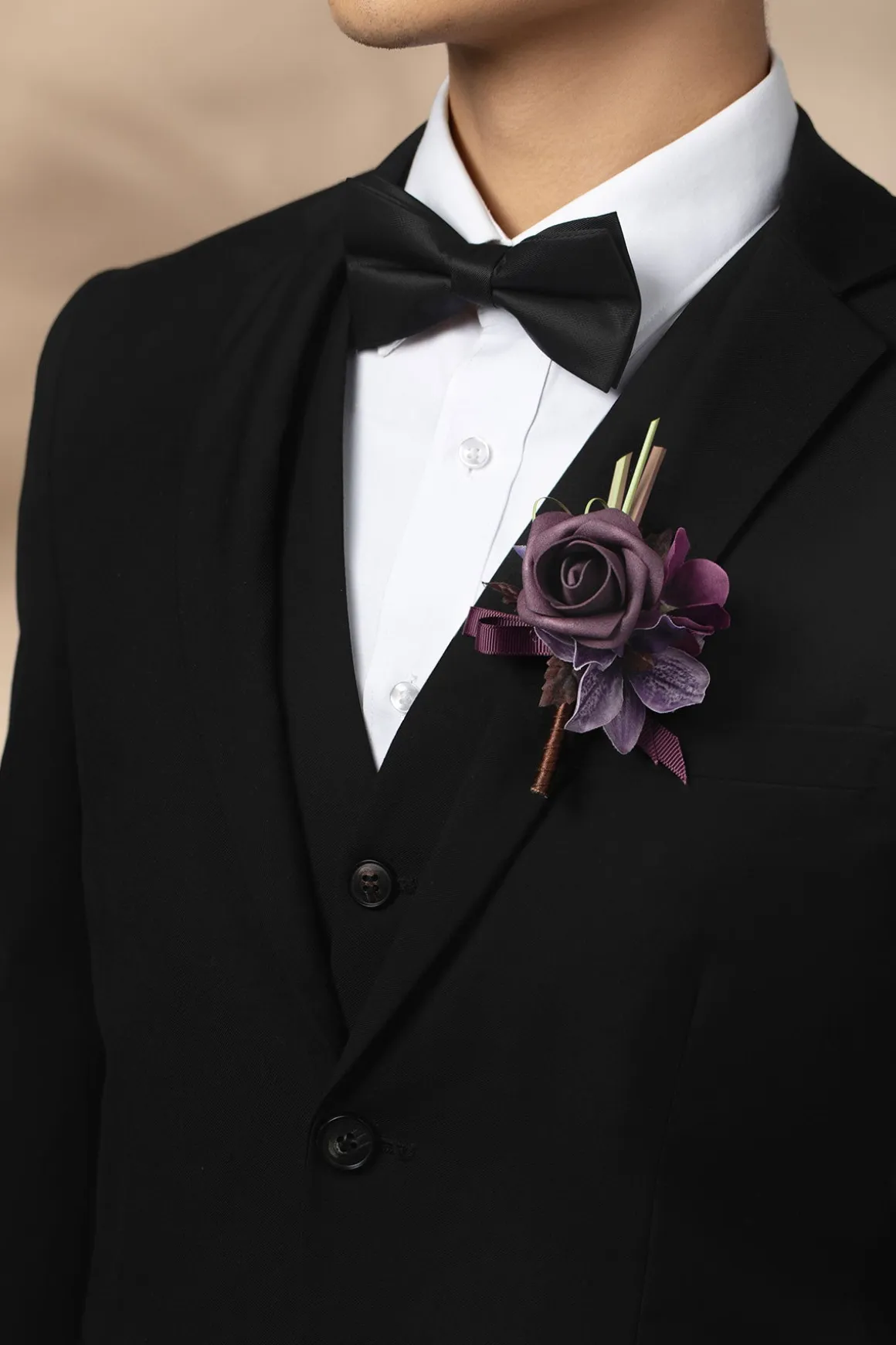 Boutonnieres in Plum Velvet Wedding