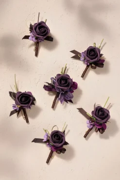 Boutonnieres in Plum Velvet Wedding