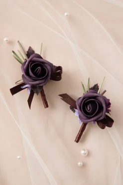 Boutonnieres in Plum Velvet Wedding