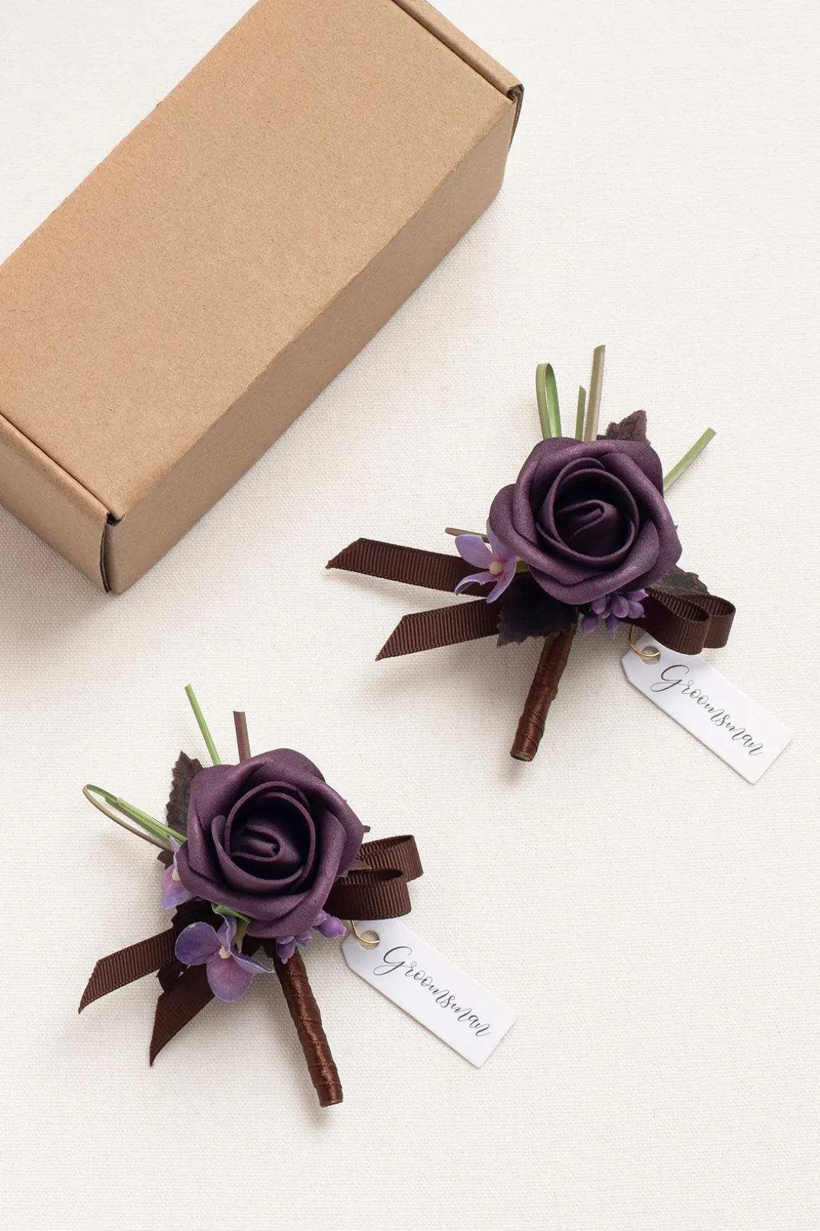 Boutonnieres in Plum Velvet Wedding