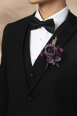 Boutonnieres in Plum Velvet Wedding (Set of 6)