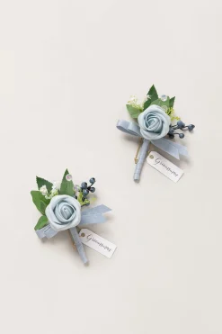 Boutonnieres in Romantic Dusty Blue (Set of 2)
