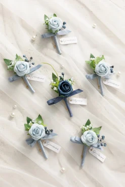 Boutonnieres in Romantic Dusty Blue (Set of 6)