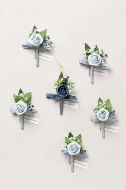 Boutonnieres in Romantic Dusty Blue (Set of 6)
