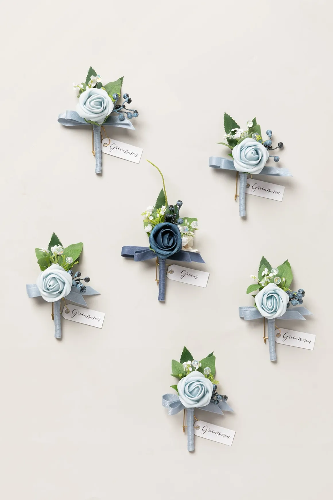 Boutonnieres in Romantic Dusty Blue (Set of 6)