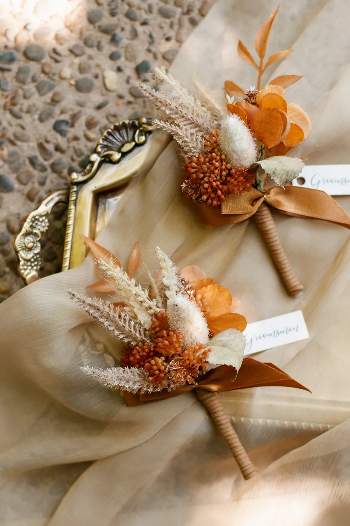 Boutonnieres in Rust & Sepia