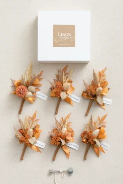 Boutonnieres in Rust & Sepia
