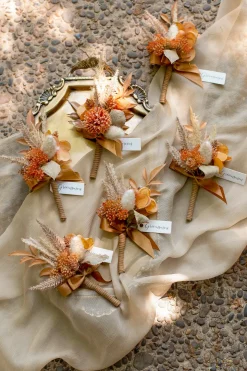 Boutonnieres in Rust & Sepia