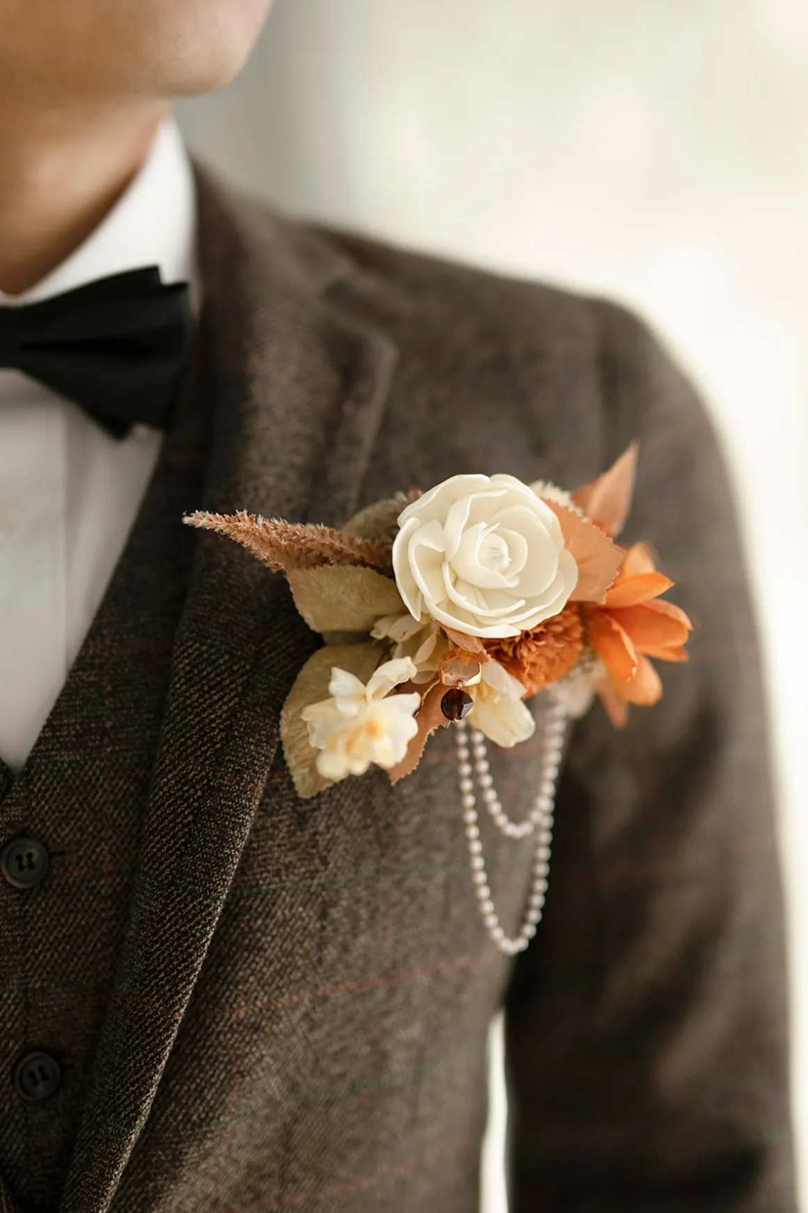 Boutonnieres in Rust & Sepia