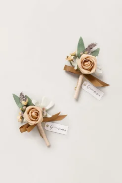 Boutonnieres in Sand Beige & Sage | Clearance