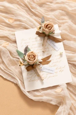 Boutonnieres in Sand Beige & Sage | Clearance