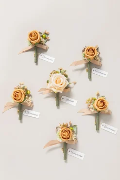 Boutonnieres in Sunny Peach & Apricot | Clearance