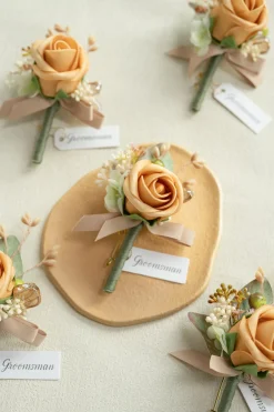 Boutonnieres in Sunny Peach & Apricot | Clearance