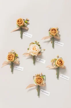 Boutonnieres in Sunny Peach & Apricot | Clearance