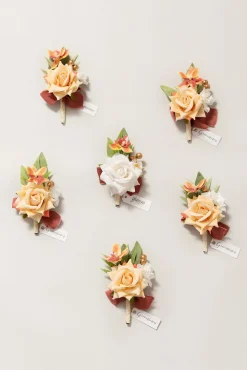 Boutonnieres in Sunset Terracotta
