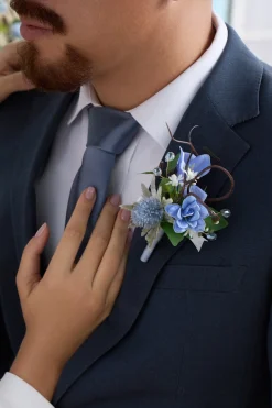 Boutonnieres in Timeless French Blue & White