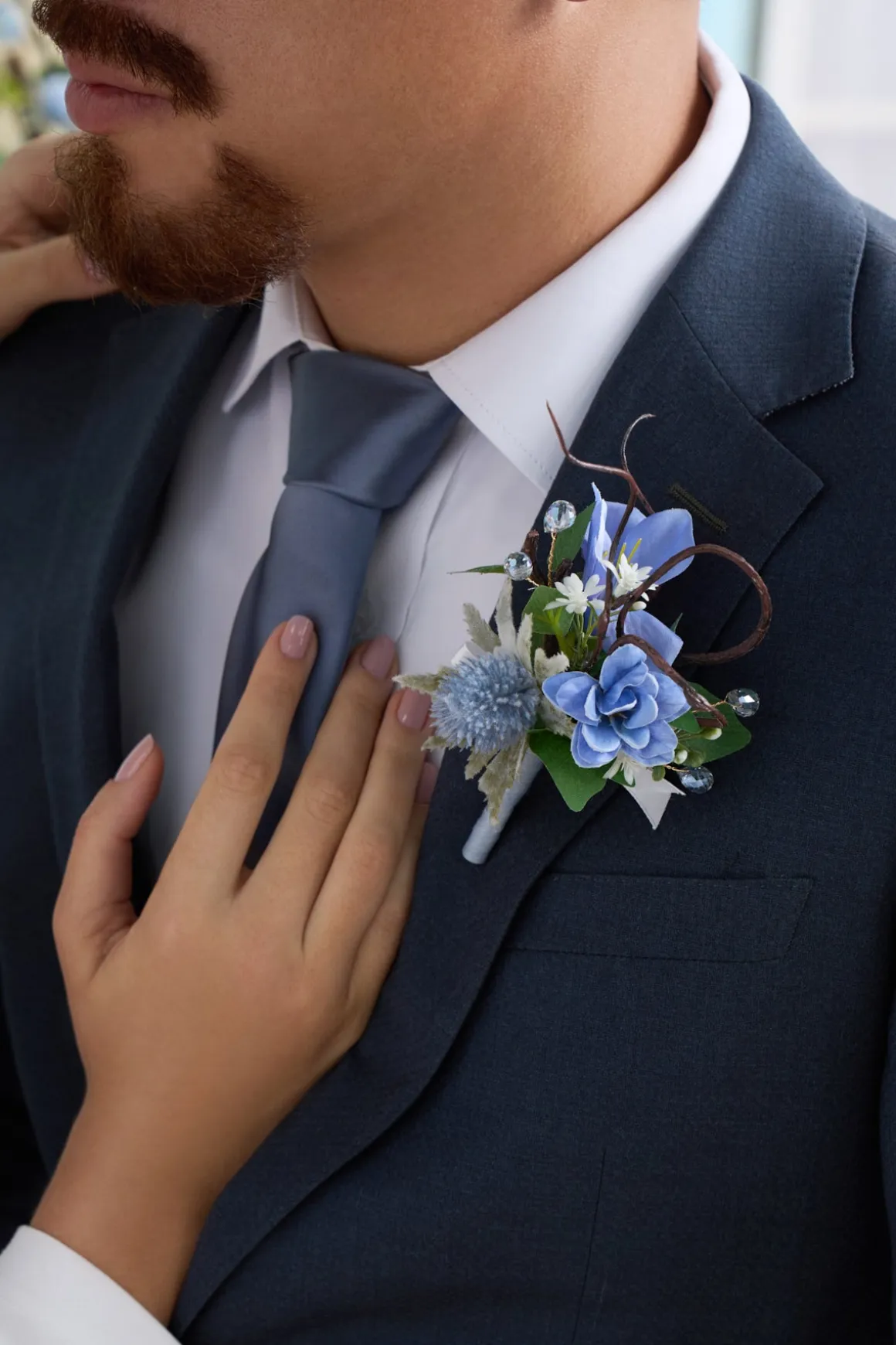Boutonnieres in Timeless French Blue & White
